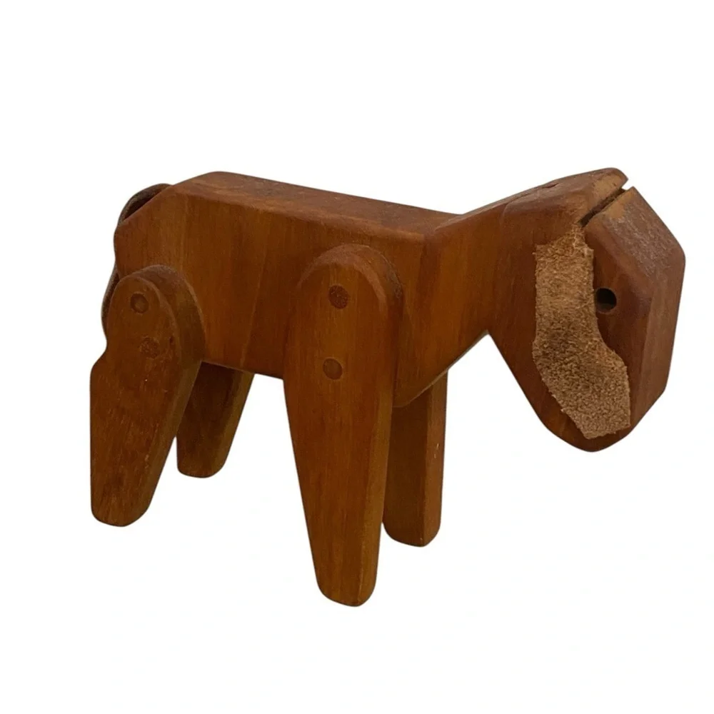 Vintage Handmade Handcrafted Wooden Giraffe And Goat